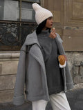 Casual Lapel Zipper Plush Coat Women's Loose Long Sleeved Solid Jacket With Pockets 2023 Autumn/Winter Warm Street