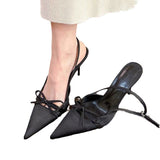 Breakj Pointed Bow Sandals Women Summer Word Fine Heels High
