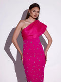 2024 Explosion Dress Sexy Slanted Shoulder Spike Diamond Long Cash Back Skinny Adult