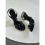 Breakj Summer 2024 Round-Headed Black Fashion Sandals With Fine Heel