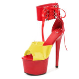 Colors Sandals Ladies Summer Modern Women's Shoes Ankle Strap Heels Pole Dancing Platform Nightclub 17CM Super High