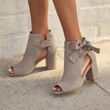 Large Size Bow Female Square Root Leaky Toe Fish Mouth Female High-heeled Sandals Comfortable Female Sandals Heels