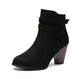 Plus Size Autumn / Winter New Frosted Martin Boots Women's Belt Buckle Thick Heel Ankle