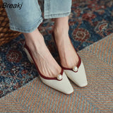 Arrival 2023 Spring Autumn Women Pumps Soild Low Heels Pu Leather Sandals Shallow Pointed Toe Designer Dress Party