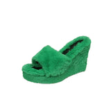 Breakj 2025 New Hairy Slippers Loose Pastry Slope And Slippers Fashion Outdoor Women's