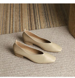 toe genuine leather flats women candy color V open moccasins soft bottom shallow mouth loafers for woman mules work