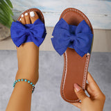 Breakj Flat Bottom Round Head Slippers Women Wearing Bow Flat And Cloth Cold
