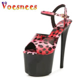 Leopard Sandals Pole Dance Shoes Stripper Sexy Combat Fetish High Heels Women Platform Shoes Party Club 15 17 CM