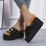 Sale Top Cowhide Platform Summer Shoes Women Sandals Slippers 2021 Fish Head Wedges Sandals High Heels Shoes Summer