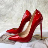Shiny Women Pointy Toe Sexy Stiletto Pumps Fashion Designer Slip On 8cm 10cm 12cm High Heel Party Shoes QP148