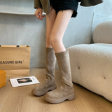 Long Boots 2025 Autumn And Winter New But Knee Boots Retro High Boots Plus Velvet Elastic Knight