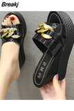 Sandals Women Summer Elegant High Platform Slippers Women Sandalias Mujer Solid High Heels Sandals 2023 Wedge