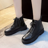 Breakj Front Tied Martin Boots Girl Thick Bottom Raised Thin Boots Large Size Short Boots Girl
