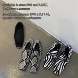 Square Toe Flats Shoes Women Slip On Loafers Comfortable Ballet Zebra Snake Pattern Shoe Big Size 35-41 Zapatillas