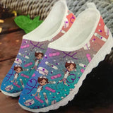 Women's Shoes Shallow Mouth Large Size Casual Single Shoes Women's 43 Round Head Flat-Soled Cartoon Women's Shoes