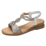 Breakj 2025 Summer New Water Drill Slope Heel Sandals Women With Roman Toe Fashion Sandals