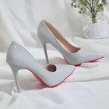 Color Small Fresh High Heels Patent Leather Stiletto Single Shoes Korean Sexy Pointed Pumps Black Professional Work