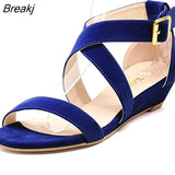 Women's Platform Wedge Sandals Simple Style Casual Pointed Toe High Heels Velvet Wedges Work Shoes 308-2