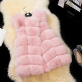 Winter Women Faux Fur Coats New Warm Slim Sleeveless Faux Fox Fur Vest Casual Jacket Female Elegant Black White