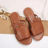 Breakj 2025 Summer New Slippers Women Solid Color Weaving Simple Daily Beach Slippers