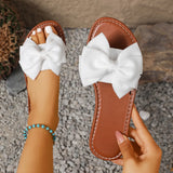 Breakj Flat Bottom Round Head Slippers Women Wearing Bow Flat And Cloth Cold