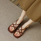 Breakj Head Beauty Flat Shoes 2025 Summer New Cross-Tieing Solid Color Women's Shoes Korean Version Of Temperament Fashion