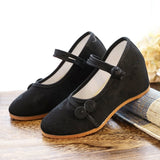 Breakj Heels Single Shoes Spring And Autumn Knot Plate Jacquard Cotton Plain Color Mother Cloth Shoes Women's