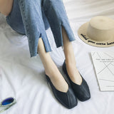Spring New Korean Version Of Square Head Flat Single Shoes Female Harajuku Students Doudou Shoes Shallow Lazy