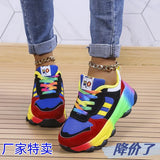 And Autumn 2024 New Large-Size Thick-Soled Daddy Shoes Leisure Color Soles Muffin Women's Shoes Large-Size