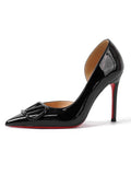 Breakj Summer Fashion Single Shoe Buckle High Heel Fine Patent Leather V Buckle Metal Fastener Fine Heel Sandals Fashion