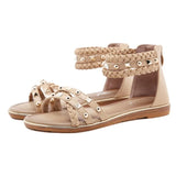 Women Elegant Comfort Sandals Ankle Wrap Bohemia Sandals Boho Shoes Summer Beach Med Heel Platform Wedge Heels Plus