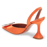 Orange Sardine Slingbacks High-Heeled Banquet Fashion Single Shoes Tipped With Diamond