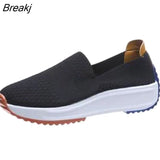 women summer pumps low heels wedges breathable mesh slip on sneakers plus size shoes woman