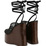 Breakj Wood-Grained Waterproof Table Fishing Net Sandals Women's Summer Wear 2025 New