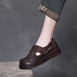 Breakj Time 99] Head Layer Of Cowhair Retro Handmade Hole Shoes Female Summer Beef Soft-Soled Mother Shoes With Hollow