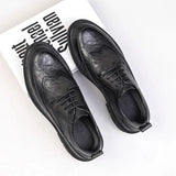 Breakj Leather Shoes Men Leather Brown Business Men's Shoes 2023 New Men British Married