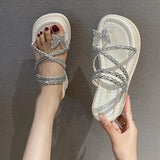 Breakj Red Water Drill Slippers Women Wear 2025 Summer Thick Bottoms And Two Wearing Butterflies Sandals Fairy Wind And Cool