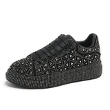 Breakj 2025 New Full Of Men's And Women's Shoes Thick-Soled Sports Old Dad Shoes Women's Casual Single Shoes Water Drilling Wheat-Mei