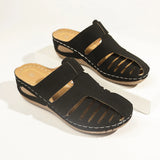 Breakj Casual Women's Slopes And New Sandals Women's Round Head Hollow Summer Bun With Cool