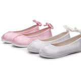 Breakj Shoes Round Head Woven Brocade Ming Made Ancient Style Ancient Costume Flat Shoes Summer Women's Single