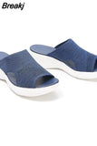 Women's Shoes Summer 2023 Fashion Soft Bottom Beach Muje Ladies Plus Size Wedge Platform Sandals Outdoor Light Flat