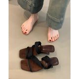 Breakj Retro One-Word Slippers Women's Summer Wear 2025 New Temperament High-Heeled Shoes Sand
