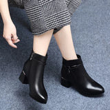 Heel Short Boots Women's Boots Winter 2023 New Medium-Heel Pointed Martin Boots Women's Thick Heel And Down Cotton Shoes Single