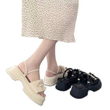 Breakj Bottom Head Pearl Toe-Slip Slippers Women 2025 Summer New Small Fragrant Style Outside Wearing Loose Cake Cool