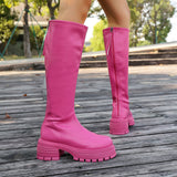 Breakj Boots Female Knight Boots 2025 New Elastic Thin Boots Thick Bottom High Boots Small But Knee