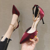 High Heels Women 2023 New Temperament Black Thin Heel Pointed Sexy Shallow Dress Wedding Single