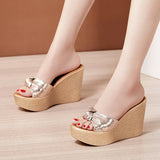 Fish Mouth Slope Heel Slippers Women Wear 2023 Summer New Summer Muffin Thick Soles Large Size 4143 Sandals And Slippers