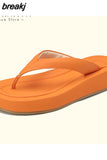 Size 34-40 Women Sandals Summer 2023 Fashion Flip Flops Real Leather Low Heels Shoes Platform Slippers Ladies