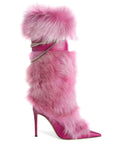 Breakj Haired Boots 2025 Autumn/Winter Tip Fine And Warm Cowhide Fox Hair Fine High