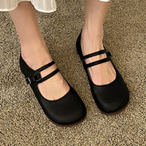 Comfortable Soft Sole Women's Flats 2022 Autumn Buckle Strap Pu Leather Shoes Woman Round Toe Ballet Flat Shoes